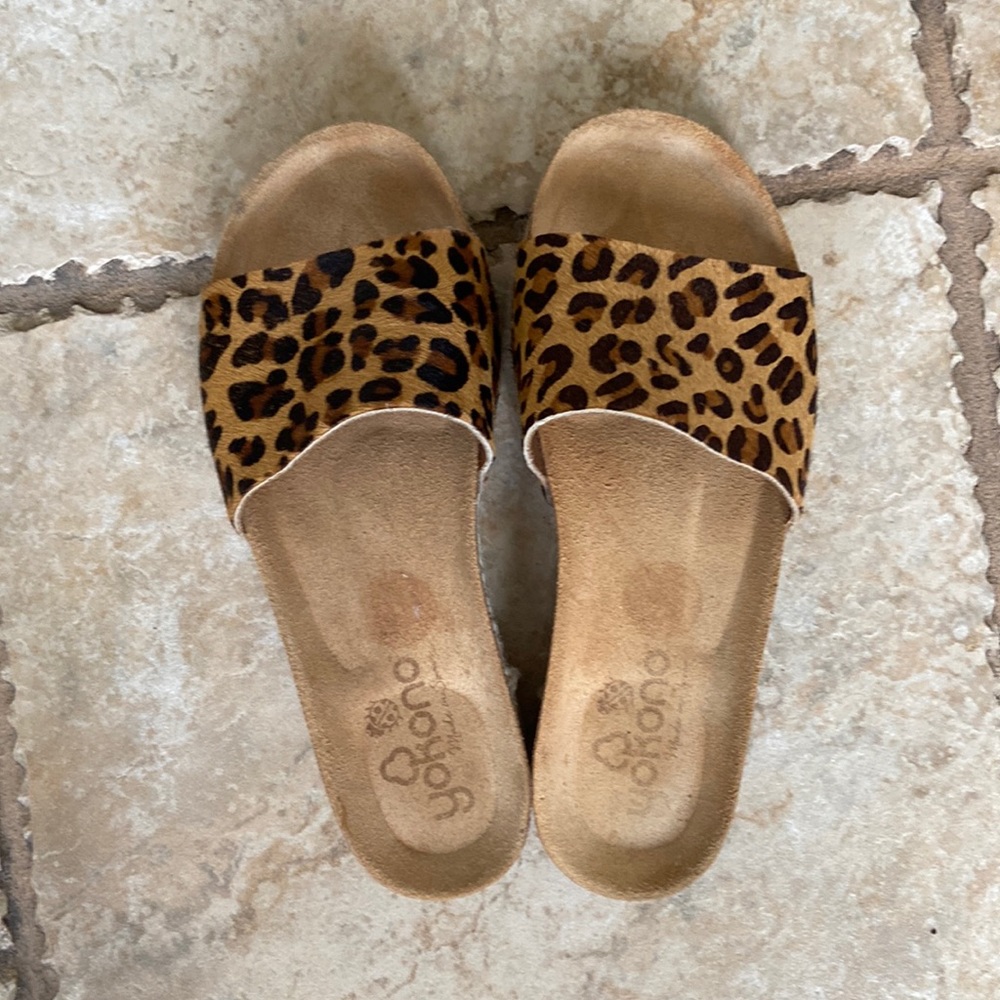 Cheetah platform sandals